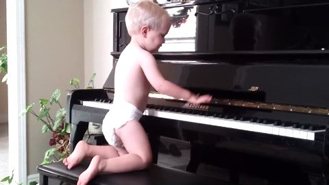 Baby Falls off Piano Bench
