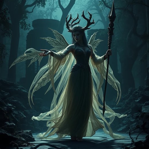 Faeren – Enigmatic, ethereal beings of light and shadows, the Faeren dance on the edge of reality. Lore: Hailing from the mysterious realm of Oblivion, the Faeren are the children of the Daedra Prince Mephala. These enigmatic beings of ethereal, dancing silhouettes wield the power of manipulating life and death. With many dwelling in the mortal realm, they often blend into the shadows, guiding or misguiding the living with their whimsical, yet elusive nature. FBN LoFi Music Title: Dance of Shado