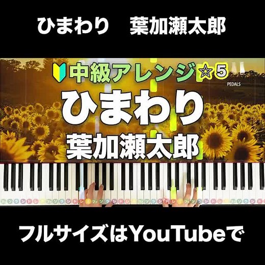 今回はNHK連続テレビ小説「てっぱん」オープニングテーマである葉加瀬太郎さんの「ひまわり」です。原曲の雰囲気のまま中級レベルでアレンジしました！#ひまわり #葉加瀬太郎 #nhk連続テレビ小説 #ピアノ #ピアノアレンジ #ピアノレッスン #ピアノ初心者