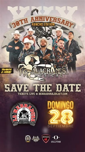 Los esperamos este Domingo 28 de Septiembre a celebrar el 30 Aniversario de Alacranes Musical Rancho Edition 🦂🎶🤠 | Alacranes Musical