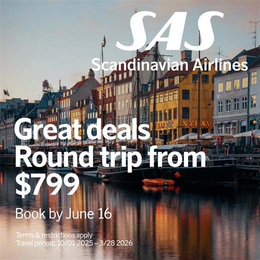 Explore Scandinavia and beyond for less. Book your next trip by 16 June at flysas.com. | SAS - Scandinavian Airlines