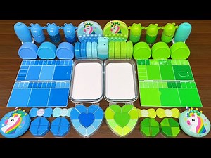 BLUE vs GREEN!!! Mixing random into GLOSSY slime!!!Satisfying Video #228