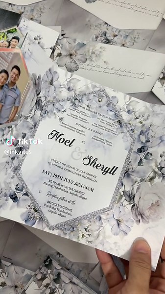 Ash Gray Flip Geometric Invitation #flipgeometricinvitation #inkvitescreation #uniquecards #fypシ゚viral #weddingtiktok