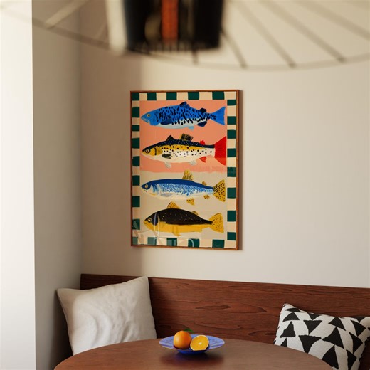 Colorful Fish Poster: Nautical Coastal Wall Art, Mediterranean Sea Life Print - Etsy