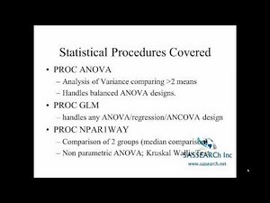 SAS Online Training - Statistical Procedures in SAS