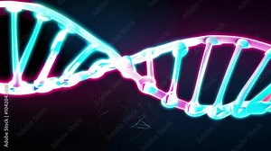 3D animation of abstract DNA on black background. Conceptual design of genetic information for science animation. multicolored DNA molecule. Towards Camera. 4K Video