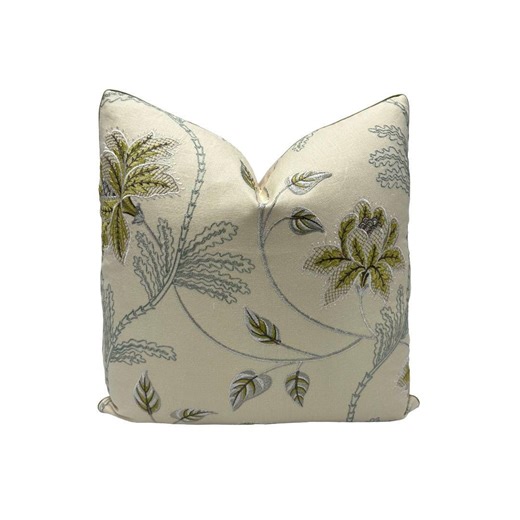 Colefax & Fowler - Elina Linen Embroidery in Leaf - Pillow Cover Designer Fabric Handcrafted Decorative Pillow Highend Designer Throw Pillow - Etsy