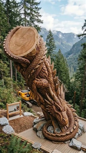 They Turned a Giant Tree Into a Dragon 😳