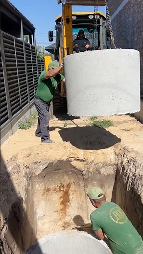 Installing Concrete Rings 👷‍♂️ Safety Comes First! #construction #diy