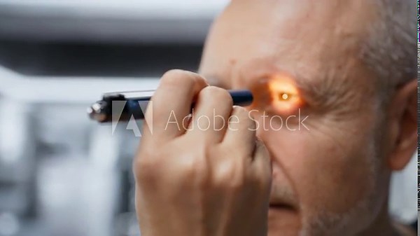 Female doctor checking vitals for a patient during clinical trial and testing, using a light pen for research procedure. Gathering pharmacology data for innovative healthcare breakthrough. Camera B.