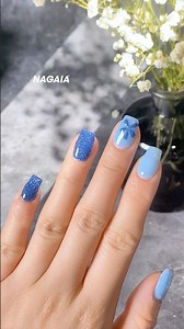 Baby blue color paired with blue wisp super shine, contrasting, or painting?💅 #dipnails #thenagaia