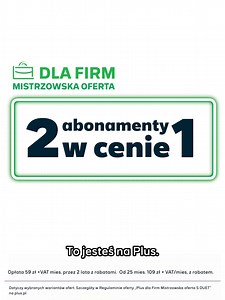 Po co robić sobie pod górkę. Prościej z górki! Rozpędź się z mistrzowską ofertą Plus dla Firm i zgarnij 2 abonamenty w cenie 1. Kliknij i skorzystaj 👉https://www.plus.pl/dla-firm/2w1 | Plus