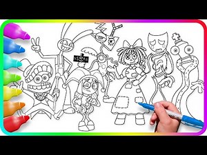 Coloring Pages - The AMAZING DIGITAL CIRCUS. Satisfying Coloring characters from digital circus show