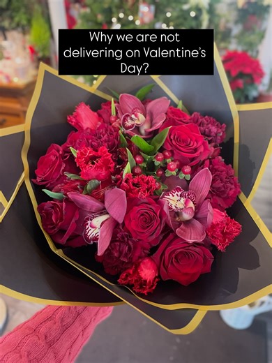 Violeta’s Flower Shop on Instagram: "This wasn’t a lightly taken decision- there is a long list of reasons for not delivering on Valentines. Here is why: • The weather- Bitter cold temperatures can freeze the flowers immediately. •One gone wrong delivery can hold back the rest. •Request of very specific time- If delayed a few minutes customer will freak out. • Request of surprise delivery- meaning: “Surprise! Nobody is home” come back later” •Last minute deliveries mess up our whole route. •Last