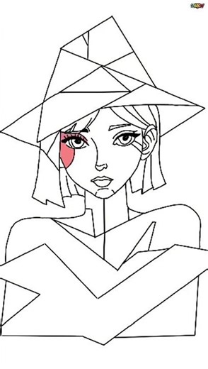 🎨Geometric Witch Art: Satisfying Low-Poly Drawing and Coloring