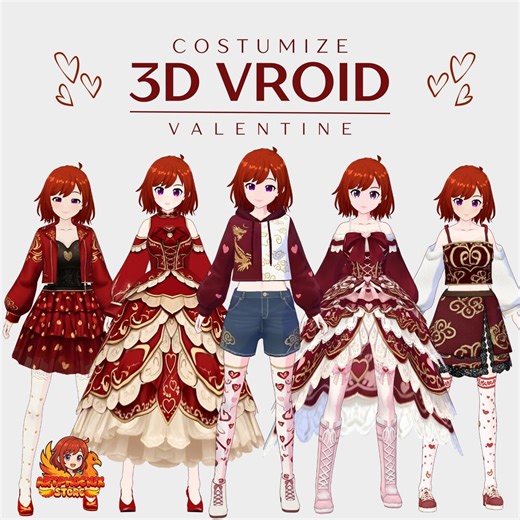 5 Vroid Fantasy Outfit | Royal Red & Gold Vtuber Dress Clothes - Etsy