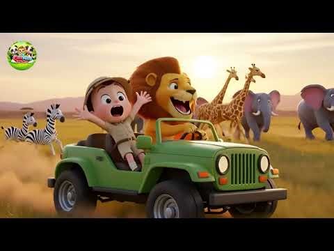 Lion’s Sunset Safari Jeep 🦁🚙 | Jungle Adventure for Kids | Wild Animal Learning Video
