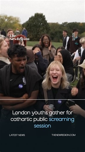 London youths gather for cathartic public screaming session The so-called ‘Scream Squad,’ composed of young people from the British capital, gather for a stress-relieving bout of screaming at the top of their lungs in a public park, with participants counting down together before unleashing their loudest shrieks. | The New Region