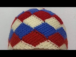 Tutorial ke 139 - Crochet colourful Entrelac Hat
