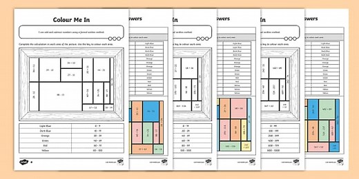 Year 3 Differentiated Addition and Subtraction Colouring Worksheets