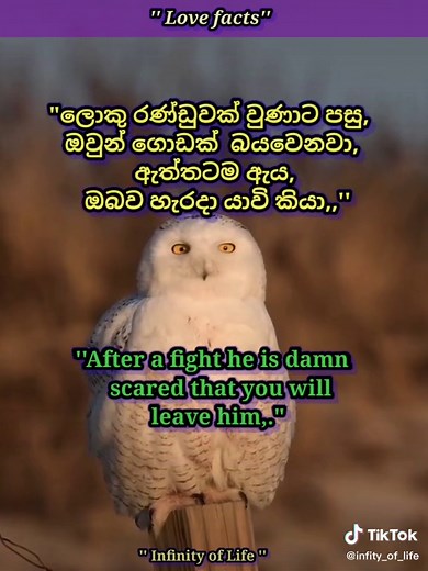 "ඔහු කියන්නේ නෑ, 😊" #infinityoflife #infinityoflifefacts #psychology ...