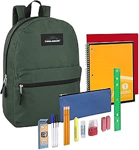 Trail maker Backpack with School Supplies for Kids - 20 Piece Back to School Supplies with 17" Backpack (Black)