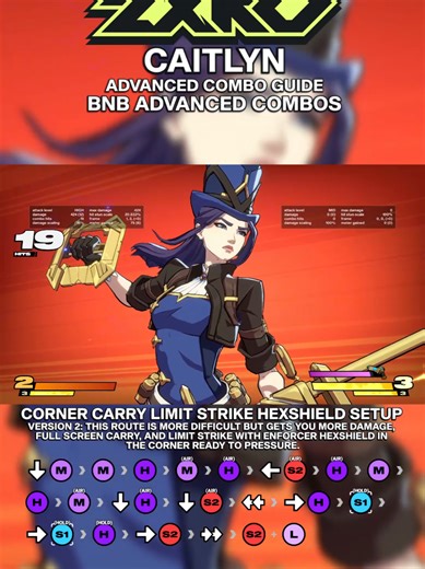 Caitlyn has a big differences in routing depending on where you use 2M or 5M in a combo since they both launch upward slightly. With 2M you can use rejump routes that give you a full screen carry to the corner with your choice of setplay #2xko #leagueoflegends #caitlyn #caitvi #gaming