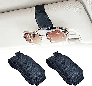 Yuoyar 2 Packs Magnetic Sunglass Holder for Car Visor - Universal Sunglasses Clip for Different Size Eyeglasses - Convenient Interior Car Accessories (Black)