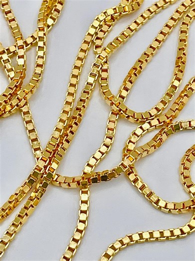 18K Solid Gold Box Chain Necklace: Square Link Design - 2.30MM Thick - Etsy