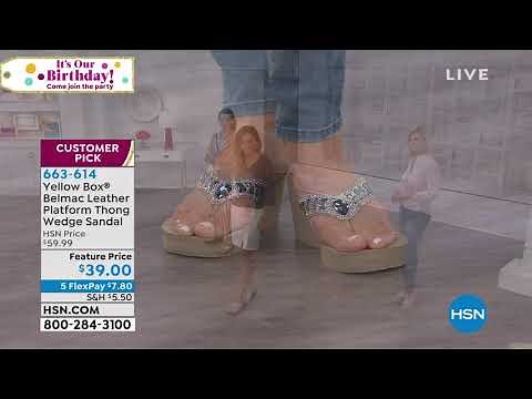 Yellow Box Belmac Leather Platform Thong Wedge Sandal