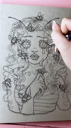 Can’t you hear the bumblebees swarm 🐝🌼🍯✍️ #art #sketch #drawing #bee #cuteart #workinprogress