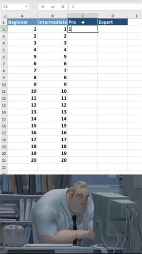 Beginner vs Expert Excel 😱 #excel #office #spreadsheetmagic