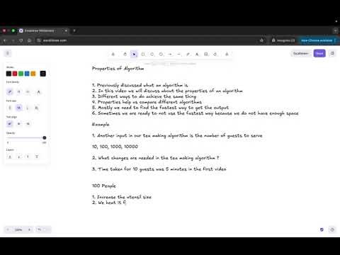 Properties of an Algorithm - Time and Space
