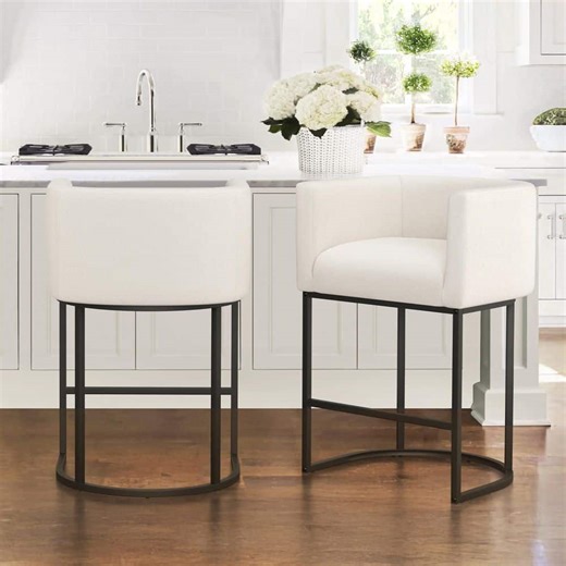 Reviews for Corlekala 26 in.Beige and Black Low Back Bar Stool with Metal Frame Counter Height Linen Upholstered Counter Stool (Set of 2) | Pg 3 - The Home Depot