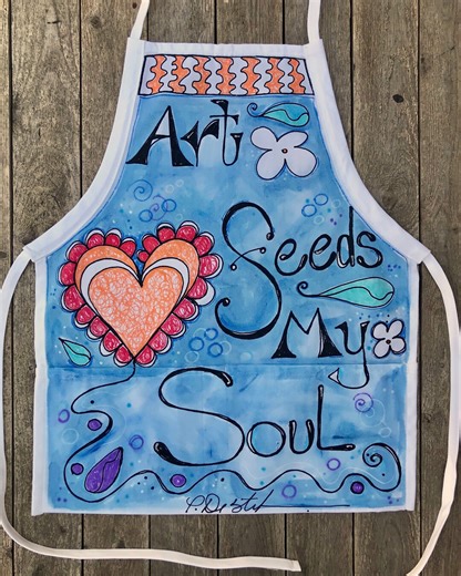 Hand-painted Art Apron | Personalized Teacher Gift With 3 Pockets - Etsy