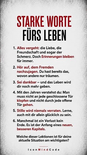 Wenn du DIESE 6 Lebenslektionen verstehst, ändert sich alles! 🛑⏳#selbstreflexion #neuanfang #bewusst