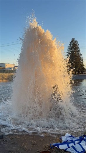 When you *really* have to shut down that water main supply on that sheared hydrant. Stockton firefighters showing their commitment in different ways. Great job Engine 1!