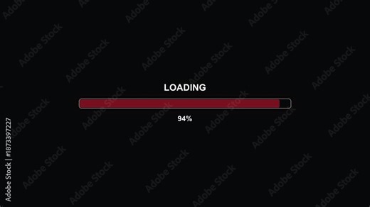 Modern style loading progress bar animation for waiting periods displayed on a black background with clear indicators of loading status