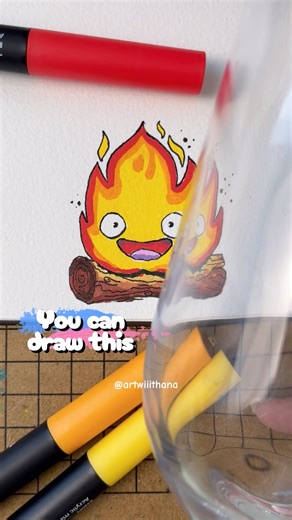 Calcifer - Ghibli Characters Series 🌱🍭 #artwiiithana #drawingtutorial #drawing #anime #sketch