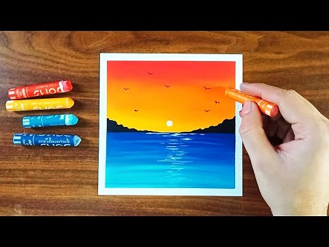 Nature Drawing | Oil Pastel drawing for Beginners - Step by step tutorial | menggambar