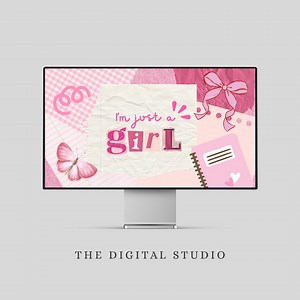 Pink Girly Desktop Wallpaper, “i’m Just a Girl” Coquette Style Background (computer, Laptop & Desktop) Digital Download - Etsy Canada
