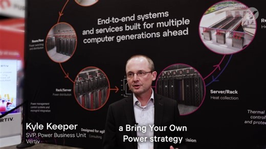 As AI workloads grow more dynamic, power strategies must evolve. In this post-SC25 interview, Kyle Keeper, SVP of Vertiv Power Management Business Unit, explains why Bring Your Own Power (BYOP) is becoming essential for data centers. From accelerating grid interconnection to enabling grid-independent operations, Vertiv partners with generation experts to model complete power systems integrating onsite generation, battery energy storage systems (BESS), uninterruptible power supplies (UPS), and DC
