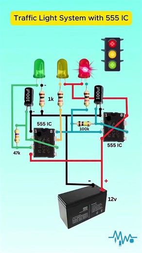 Traffic Light System with 555 IC