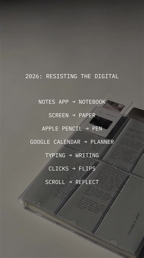 A reminder that not everything needs to be digital. 2026, we’re going analog 🖤 paper planning, analog planning, weekly planner, planner notebook, undated planner, pen and paper, slow planning, digital detox, mindful planning, intentional living, planning routine, paper over screen, handwriting planner, analog life, offline planning, planner community #clothandpaper #clothandpapertrail