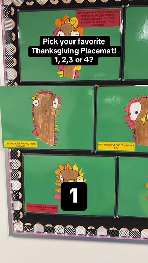 36K views · 404 reactions | Our preschool Thanksgiving feast is coming up soon! 旅✨ Each class has created a unique placemat for the big day, and we’ve laminated them to make them extra special. Here are the four designs—take a look and let us know your favorite: 1, 2, 3, or 4! Which one would you choose? ️ | Preschool Vibes | Facebook