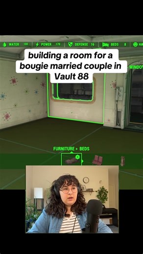 Decorating a domestic unit in Vault 88! While Vault 88 is open to anyone, not everyone can afford to hire a provisioner and a guard to escort them and their belongings across the wasteland like this couple did. #Fallout #gaming #streamer