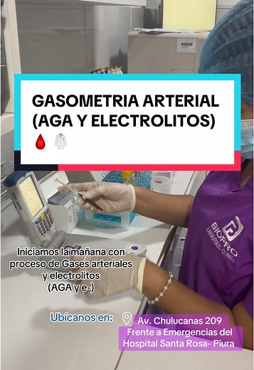Gasometria arterial en Piura 🩸 Emergencias🚨 | #gasometriaarterial #aga #electrolitos #proceso #piura #procedimiento #enfermeria #peru #hospital #laboratorio