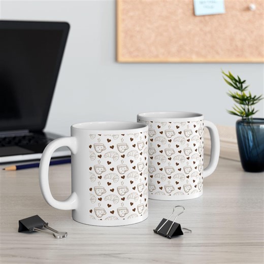 Croissant Mug, Neutral Cafe Breakfast Ceramic Coffee Mug, 11oz, 15oz - Etsy