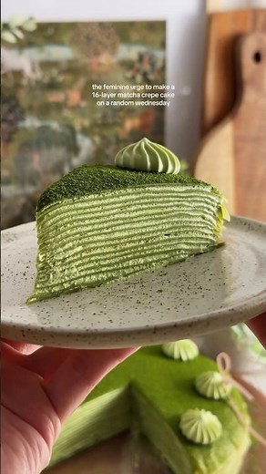 making a 16-layer matcha crepe cake 🌱 #matcha