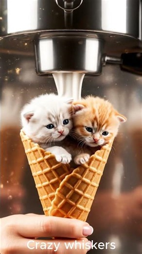 When the Ice Cream Machine Makes Two Hugging Kittens 🍦😻💕 | Cutest AI Video Ever